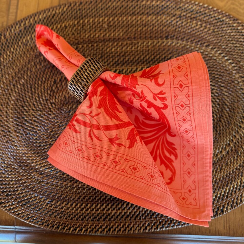 8 Gorgeous bright summer French Beauville napkins, perfect condition